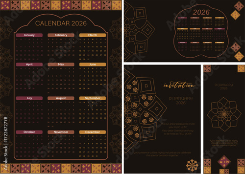 new year 2026 design template for calendar, tent card, invitation card and also roll up for high quality print, editable file for making resize needs