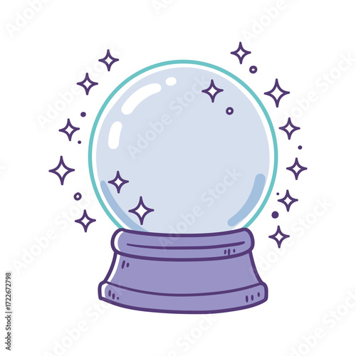 Vector art of crystal ball with sparkling stars