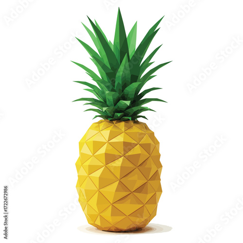 Vector art of low poly pineapple with green leaves