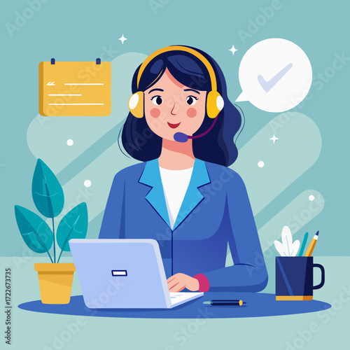 Friendly customer service agent ready to help, offering solutions and support online