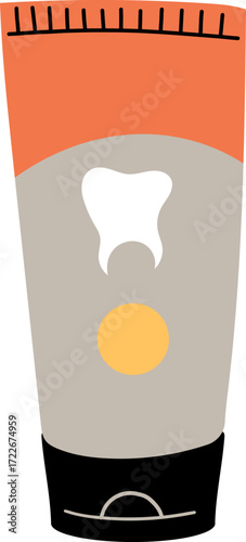 A cartoon illustration of a tube of toothpaste
