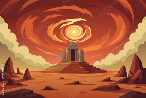 a surreal  otherworldly scene unfolds  in the fore