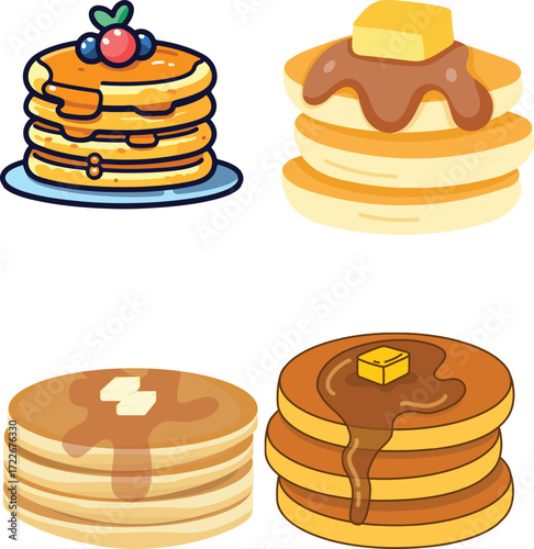 vector pancake stacks Delicious Pancakes pancake digital painting good quality