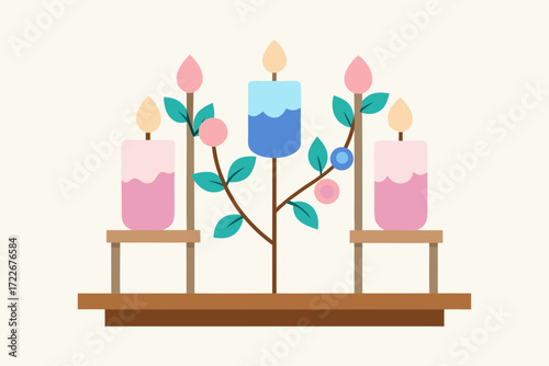 this image depicts a rustic wooden display featuri