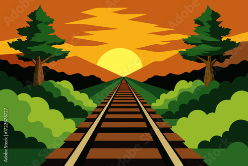 this image depicts a set of train tracks stretchin