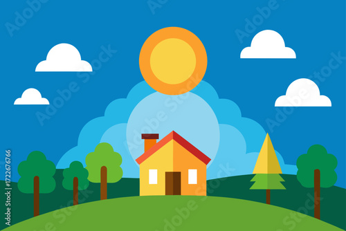 this image depicts a vibrant rural scene  a bright