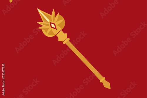 this image showcases a golden mace  possibly a wea