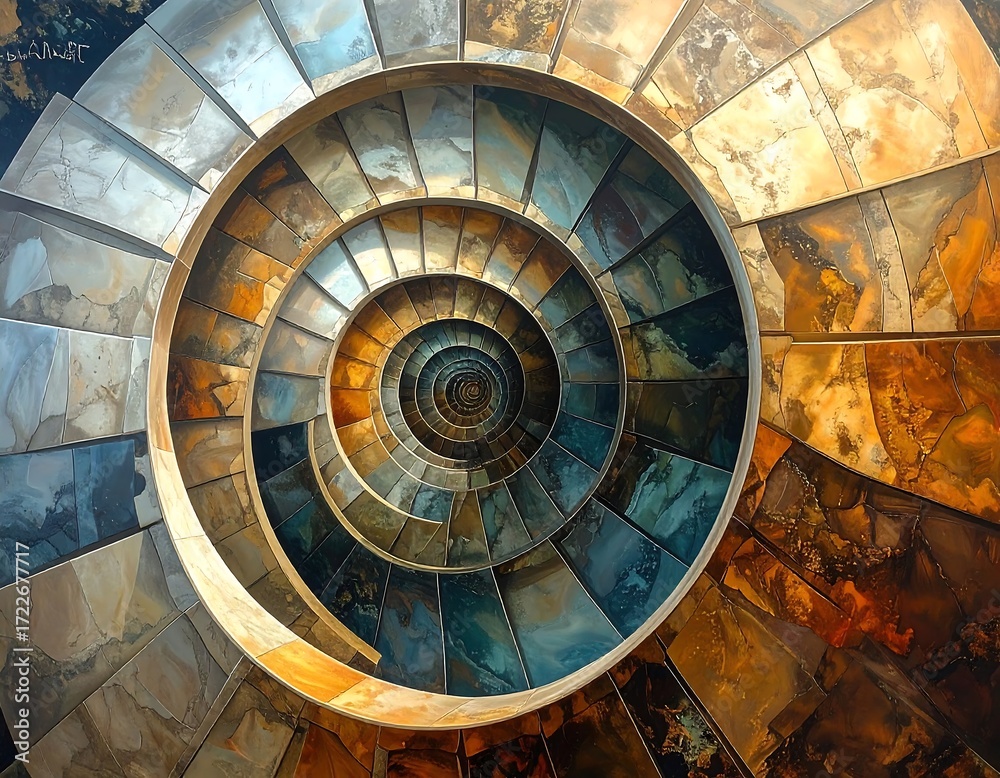 Naklejka premium Spiral staircase, colorful, abstract