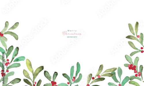 水彩画。水彩タッチのクリスマスフレーム。12月のクリスマスベクター水彩背景。クリスマスイラスト。
Watercolor painting. Watercolor Christmas frame. December Christmas vector watercolor background. Christmas illustration.