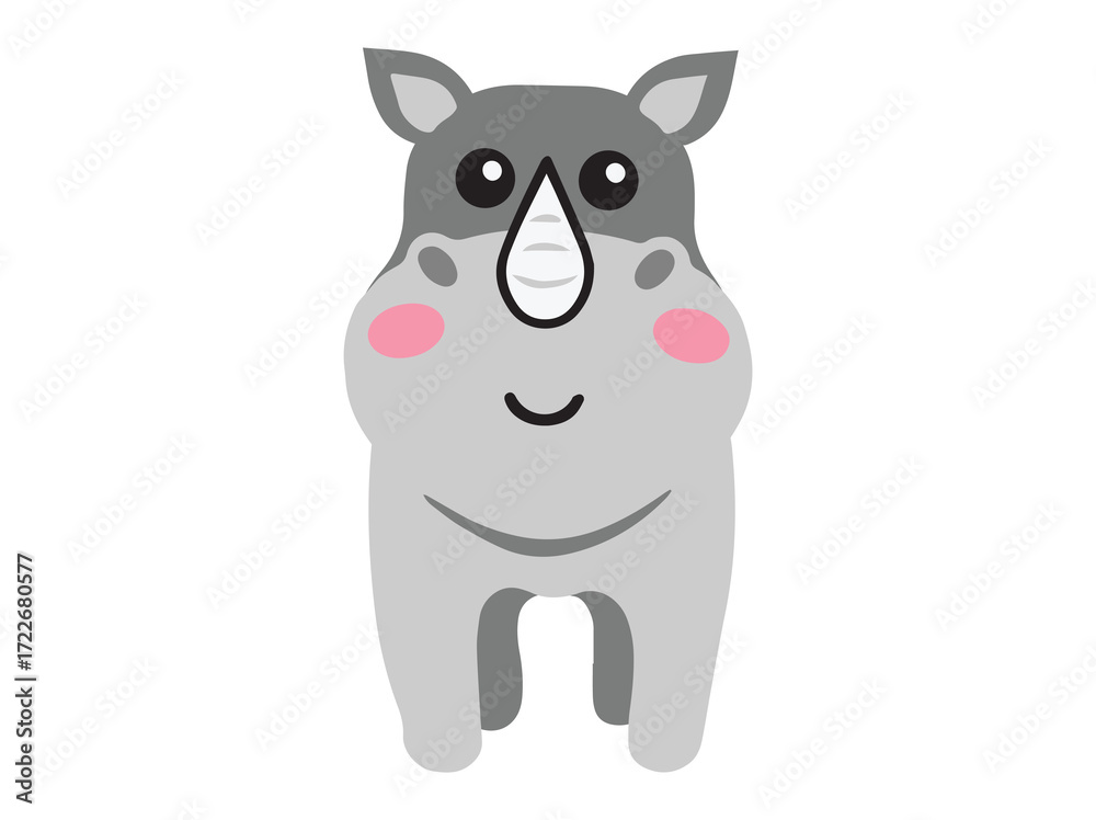 Fototapeta premium Cute Jungle Animal Background with Rhinoceros 