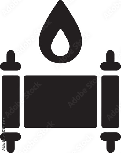 Silhouette vector of scroll with flame icon representing knowledge, wisdom, and sacred tradition.