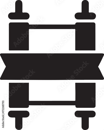Silhouette vector of Torah scroll with ribbon symbolizing Judaism, scripture, tradition, and spirituality.
