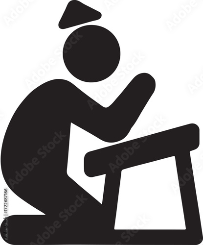 Silhouette vector of Yom Kippur prayer icon symbolizing Judaism, fasting, forgiveness, and spirituality.