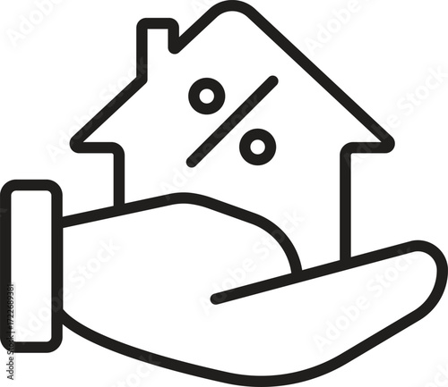 Property Discount Icon Home Loan Financing or Property Mortgage Rate and Housing Credit Symbol