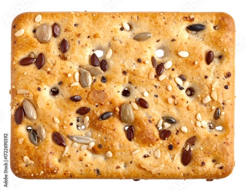 Close-up of a seed-studded cracker