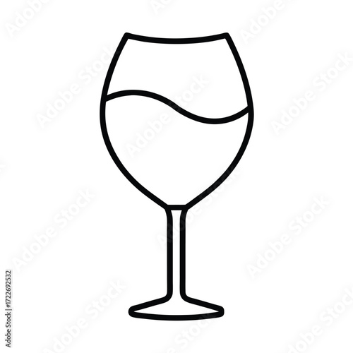 Minimalist thin stroke outline of a wine glass silhouette for elegant design