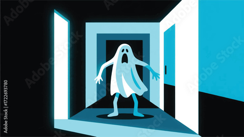 Scary Ghost Illustrator Artwork Banner Background Design Template 