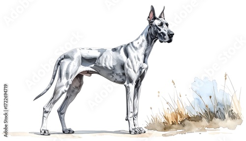 Detailed illustration of a greyhound