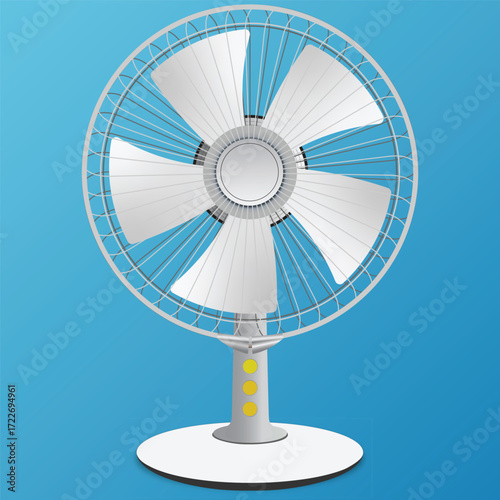 Retro Table Fan with Speed Control - Vector Illustration
