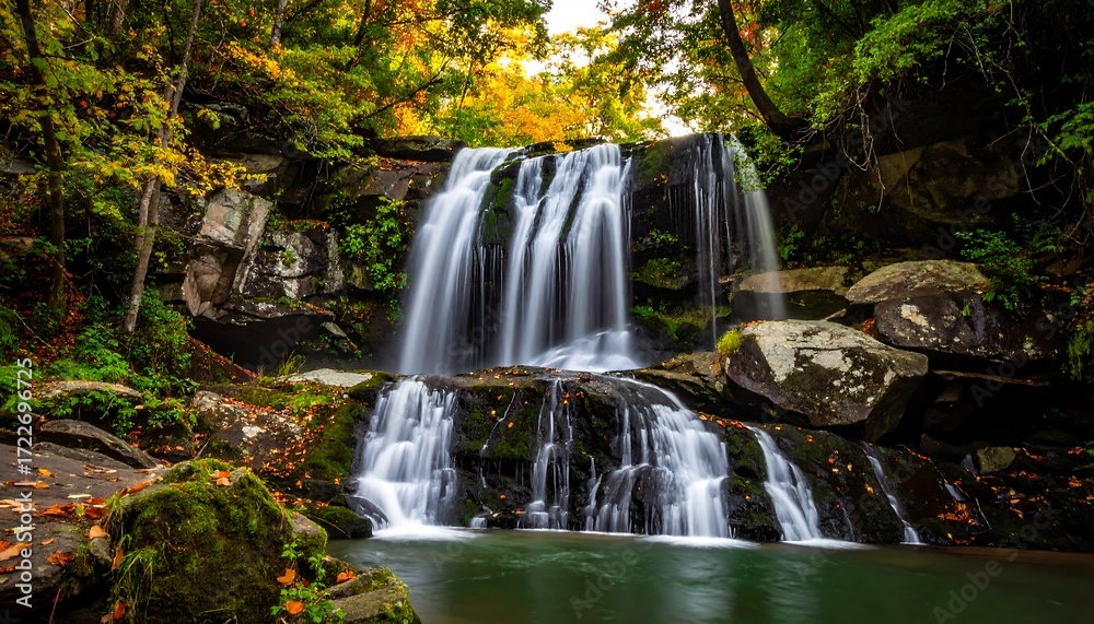 Obraz premium Autumn waterfall cascading over rocks