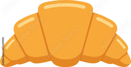 A close-up illustration of a golden-brown croissant with distinct layers and a curved shape.