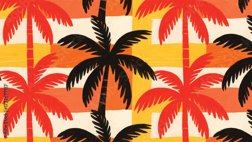 Tree Palm Illustrator Artwork Banner Background Design Template 