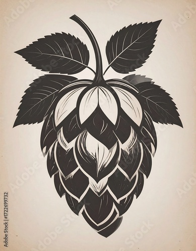 Detailed illustration of a hop cone