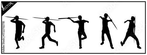 Silhouette pose of a javelin thrower. Athletics, perfect for a sports theme.
