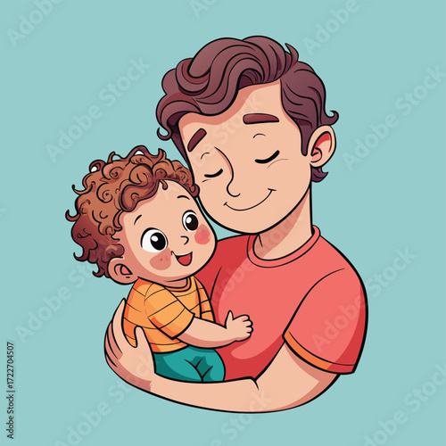 Father holding his baby son lovingly, celebrating fatherhood and family bond