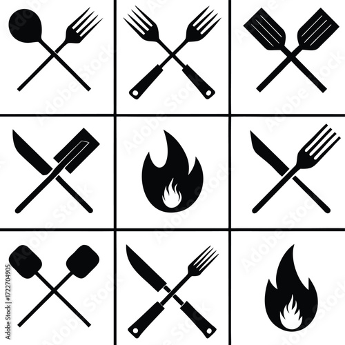 Collection of kitchen utensil icons