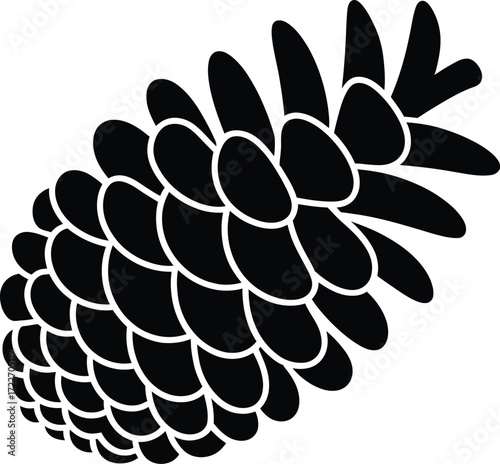 Bold silhouette of a pine cone, representing nature and the outdoors