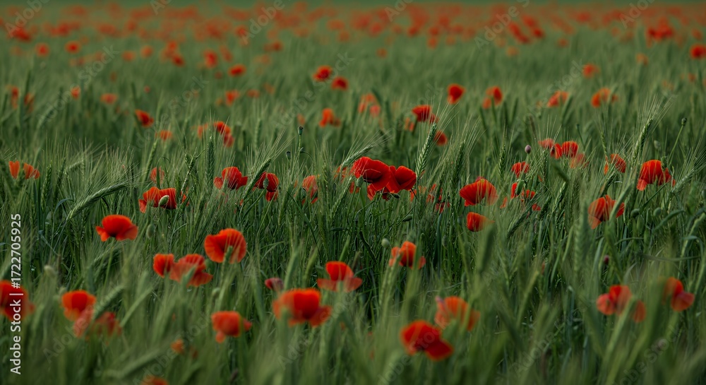 Fototapeta premium Poppy field landscape