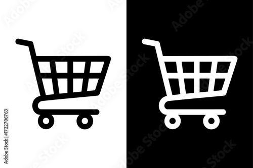 Editable Shopping Cart Silhouette. Clean Vector Design for Online Stores
