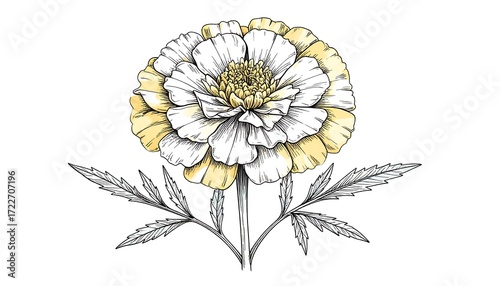 Detailed illustration of a marigold flower