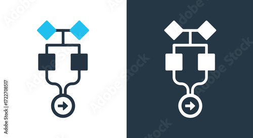 Simple flowchart icon representing process flow and decision making