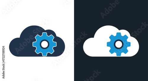 Cloud computing settings icon with gear for service and configuration options