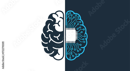 Digital brain concept with ai chip and organic matter - artificial intelligence symbol