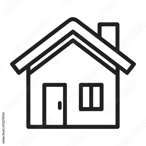 Simple outline icon of a house with chimney