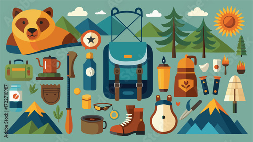 Outdoor adventure and camping gear collection