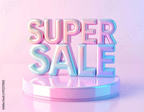 Giant 3d Letters Announcing Super Sale on Pedestal