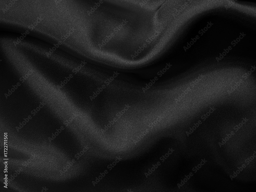 Fototapeta premium Black background texture fabric fiber crumpled grain dark cotton fine cloth pattern grunge textile canvas linen nylon grey abstract polyester material vintage, empty surface soft