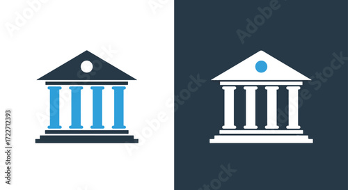Classic courthouse building icon symbolizing law justice government finance and education