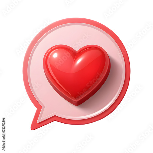 Red heart symbol inside a pink speech bubble icon