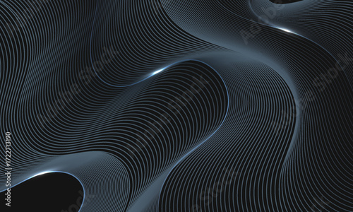 Black 3D papercut background with abstract sliced layers and realistic shadow effect. Modern paper craft vector template for posters and presentations.