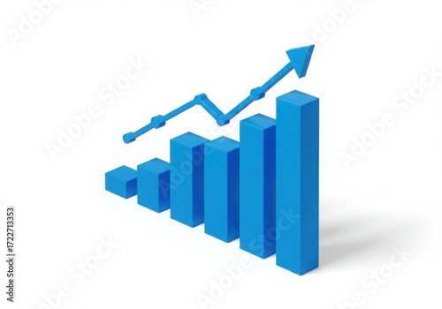 Blue 3d bar chart with upward trend arrow isolated on white background Free Download Blue 3d bar chart with upward trend arrow isolated on white background - GFXLoad