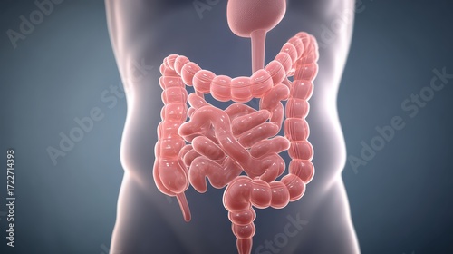 Anatomical Illustration of Human Digestive System Internal Organs