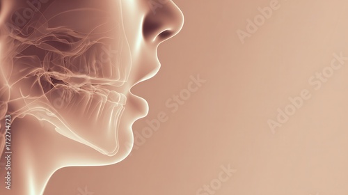 Anatomical Illustration of Human Jaw and Mouth Profile View
