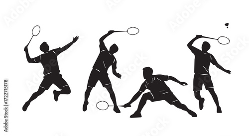 silhouette of a badminton player's body pose during a match