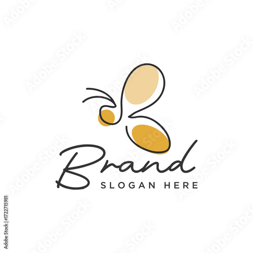 Minimal and modern logo design for bee honey bee honey farm, honey produce, honey farm, business and company.