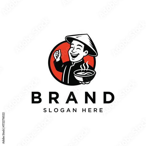 Clean minimal and modern logo design for  Chinese restaurant, Asian food, and Asian restaurant, logo food restaurant, chef, cook, business and company.